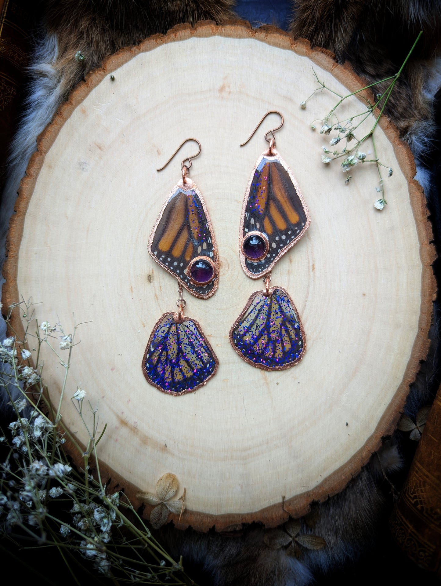 Monarch butterfly earrings
