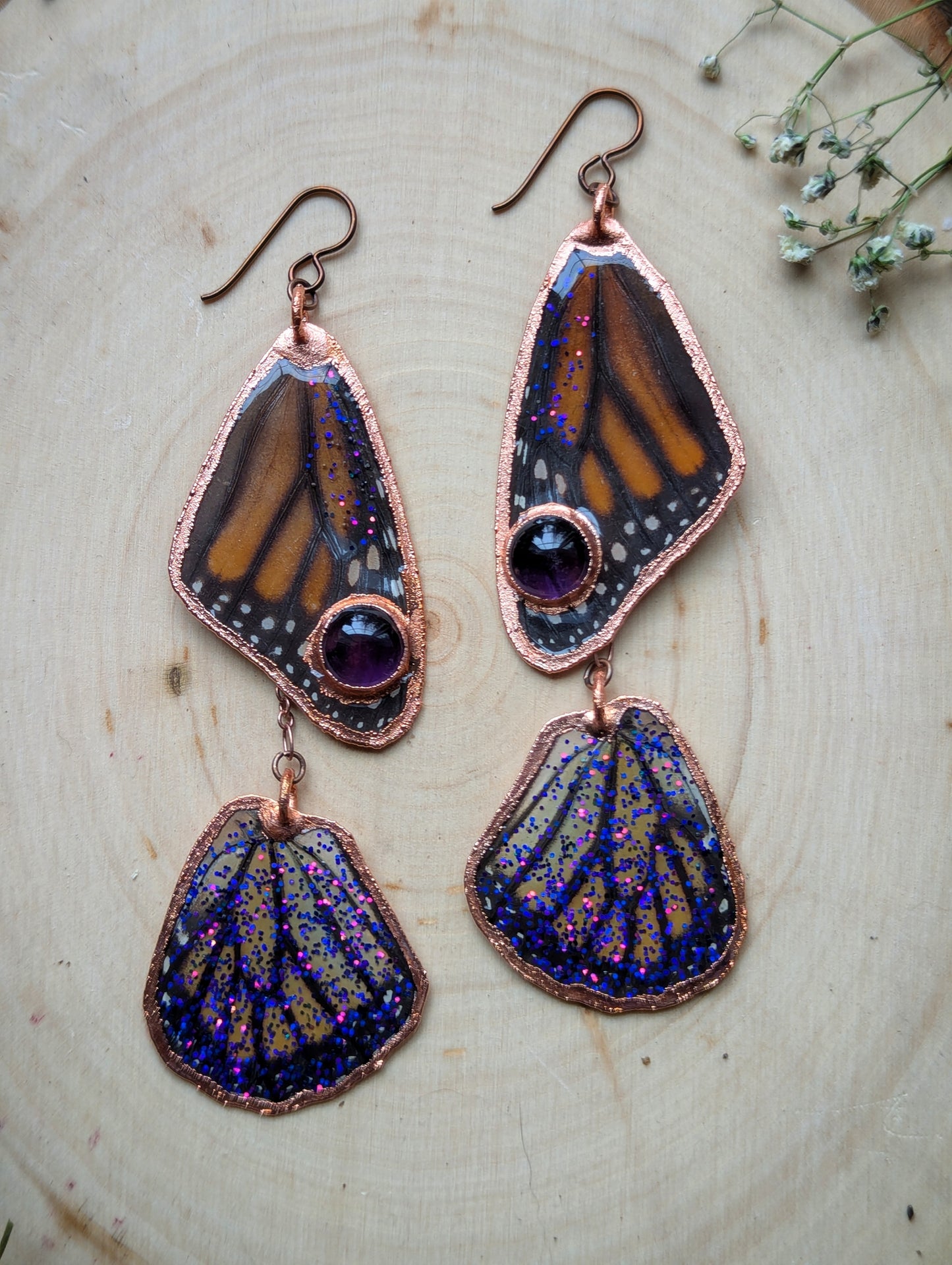 Monarch butterfly earrings