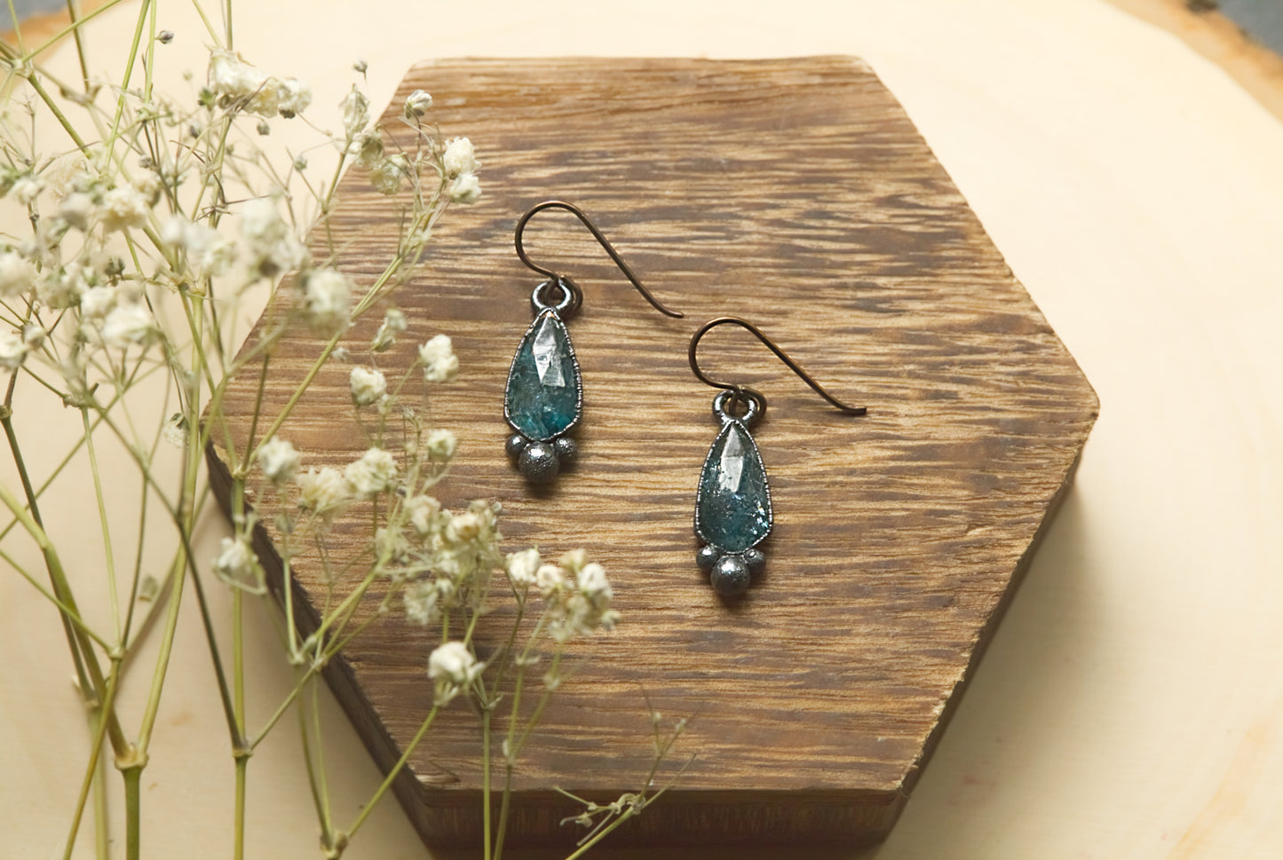 Mossy kyanite earrings