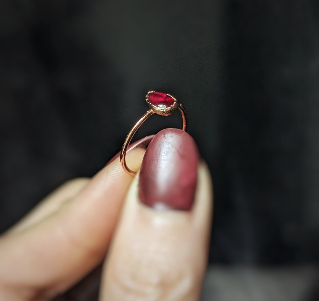 Dainty garnet ring