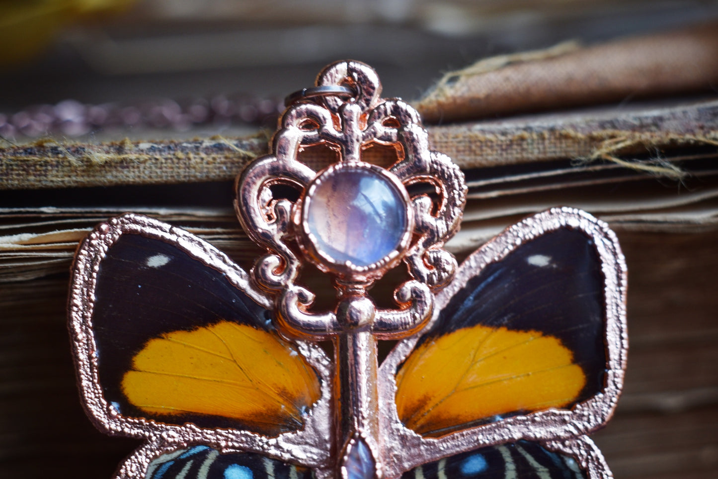 Real butterfly wing necklace