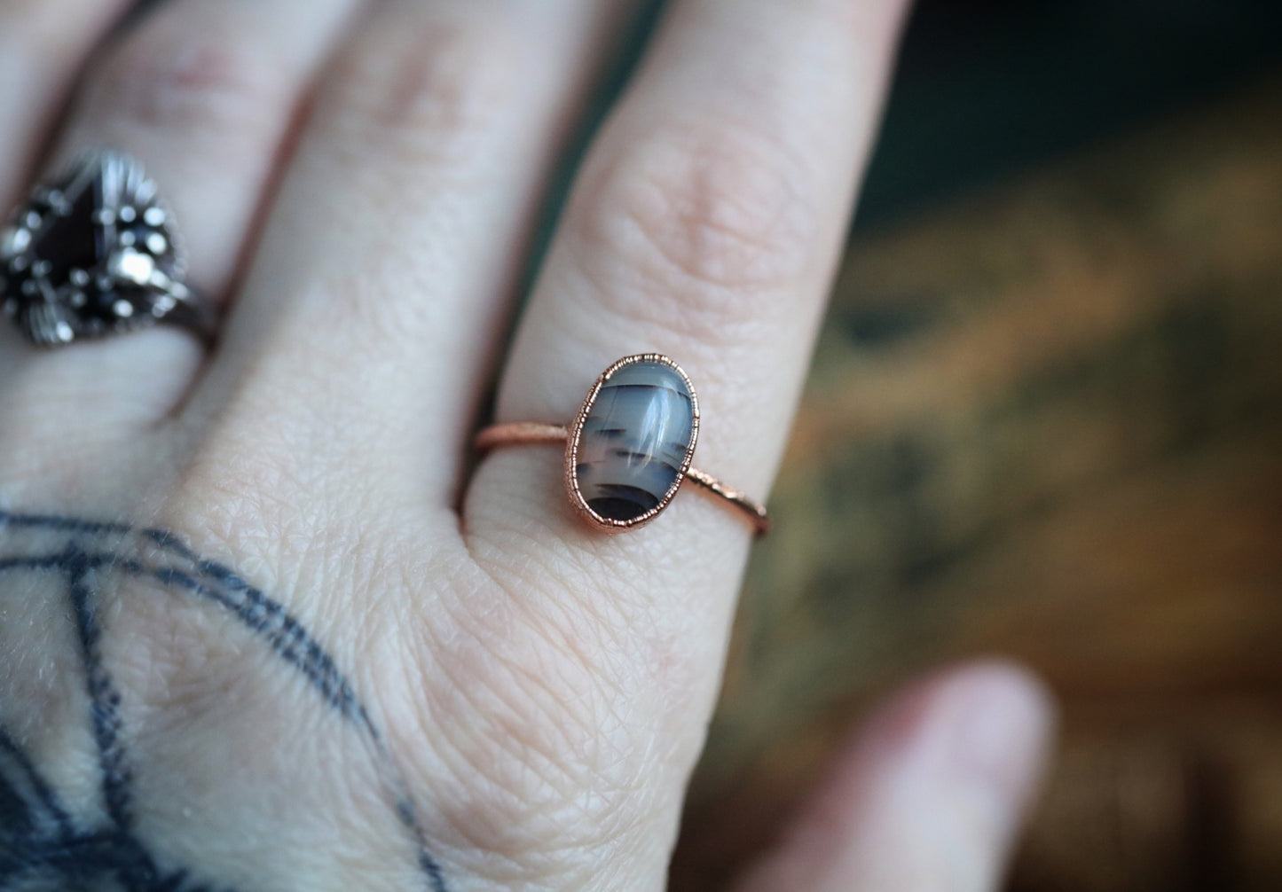 Banded agate ring// size 9 U.S