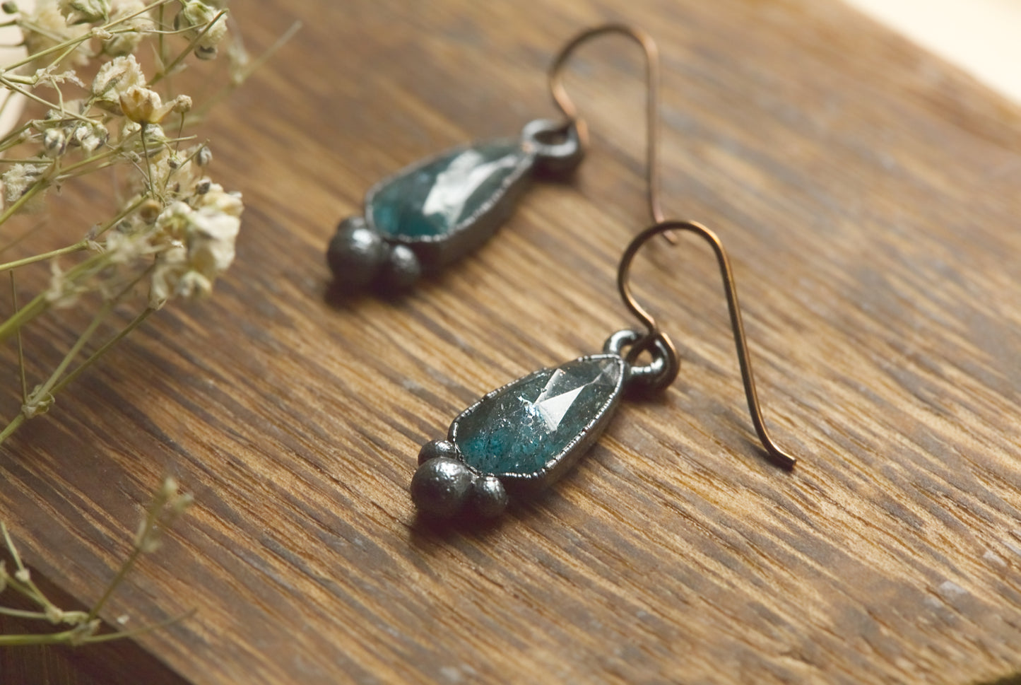 Mossy kyanite earrings