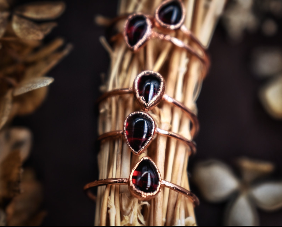 Dainty garnet ring