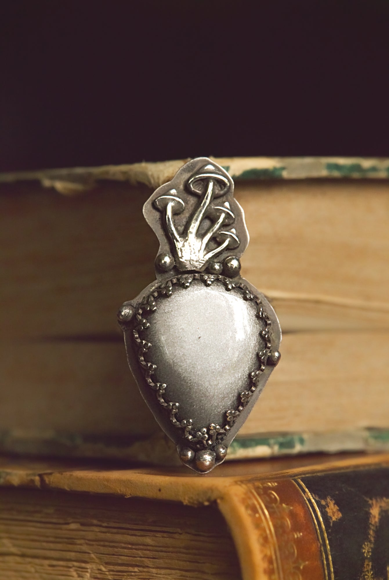Silver sheen obsidian ring in sterling silver, size 9 US