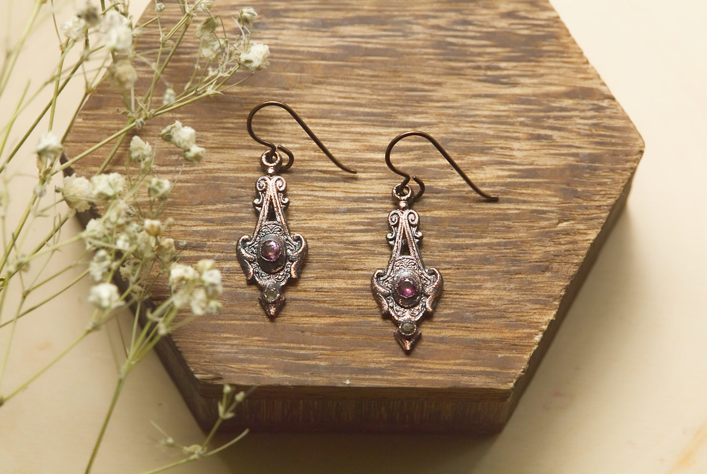 Ruby and aquamarine earrings