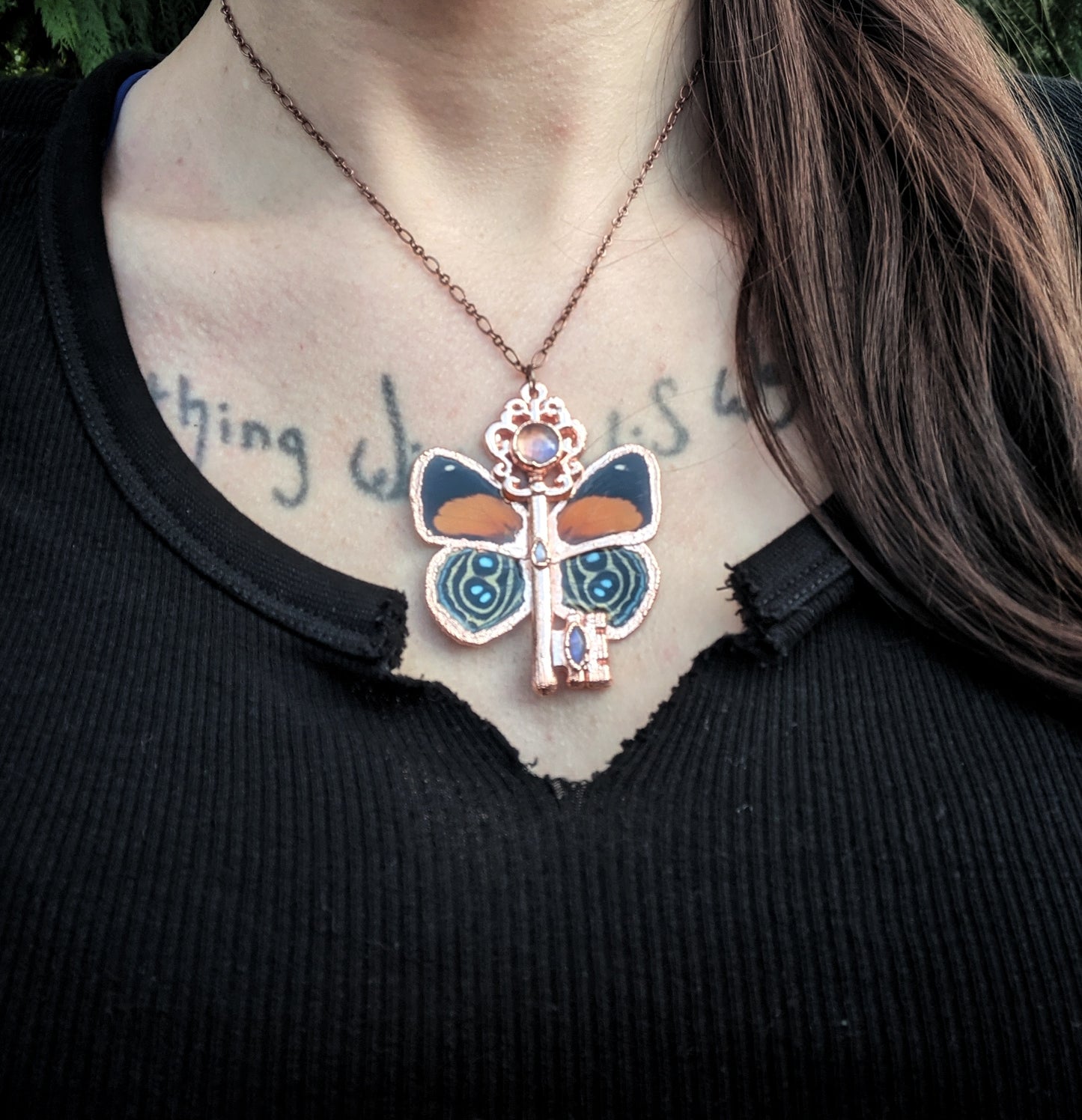 Real butterfly wing necklace