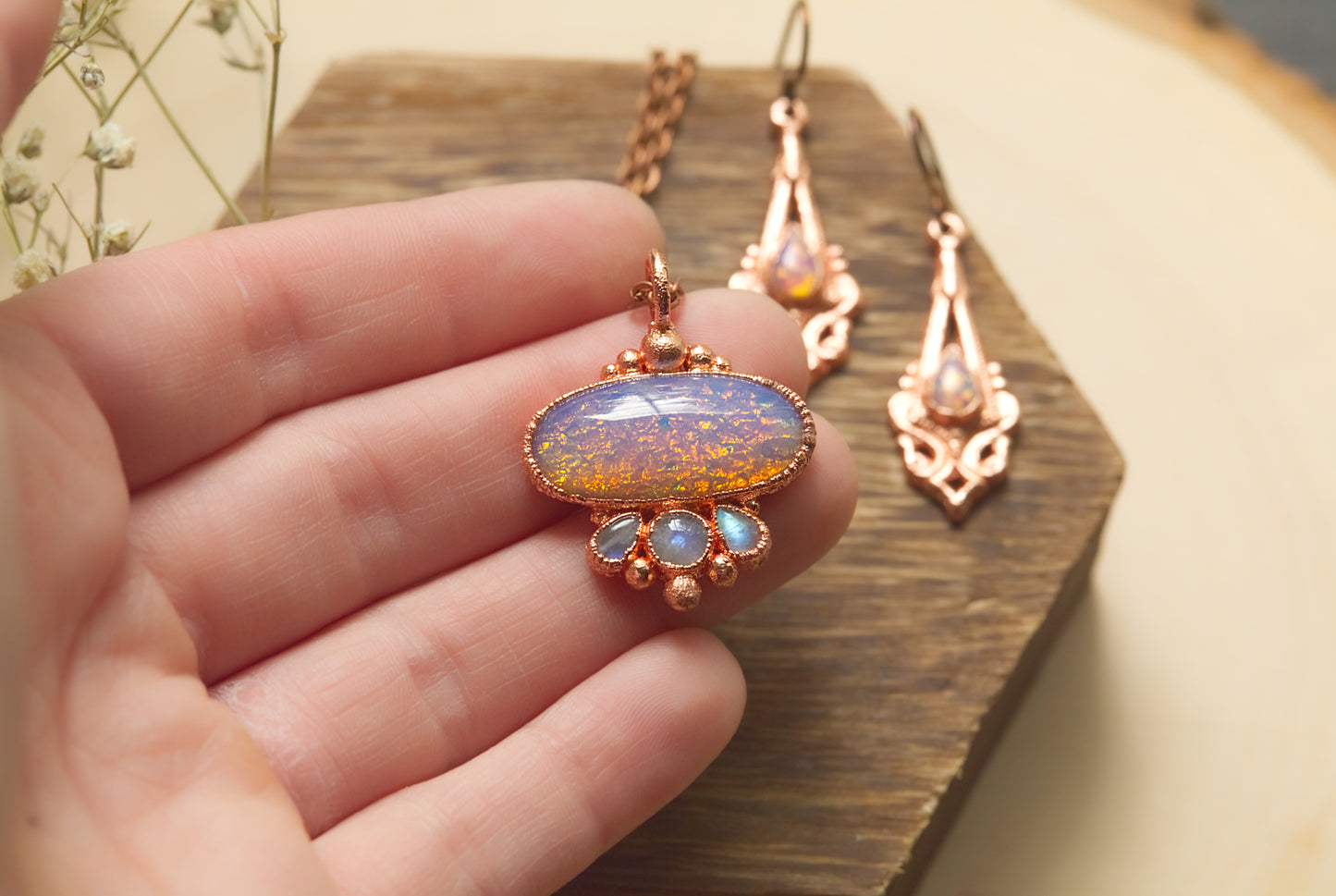 Mexican fire opal set