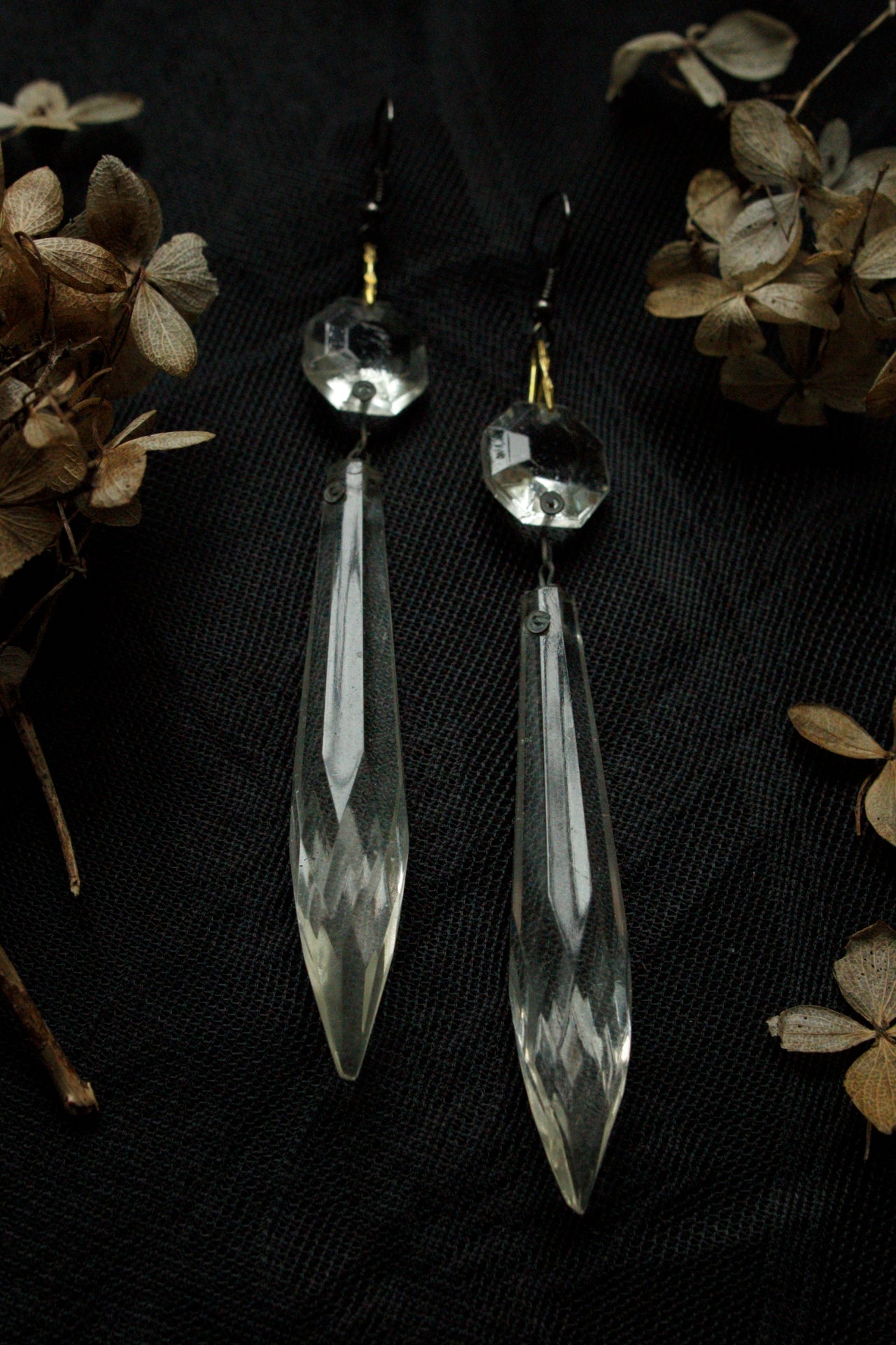 Antique crystal chandelier earrings