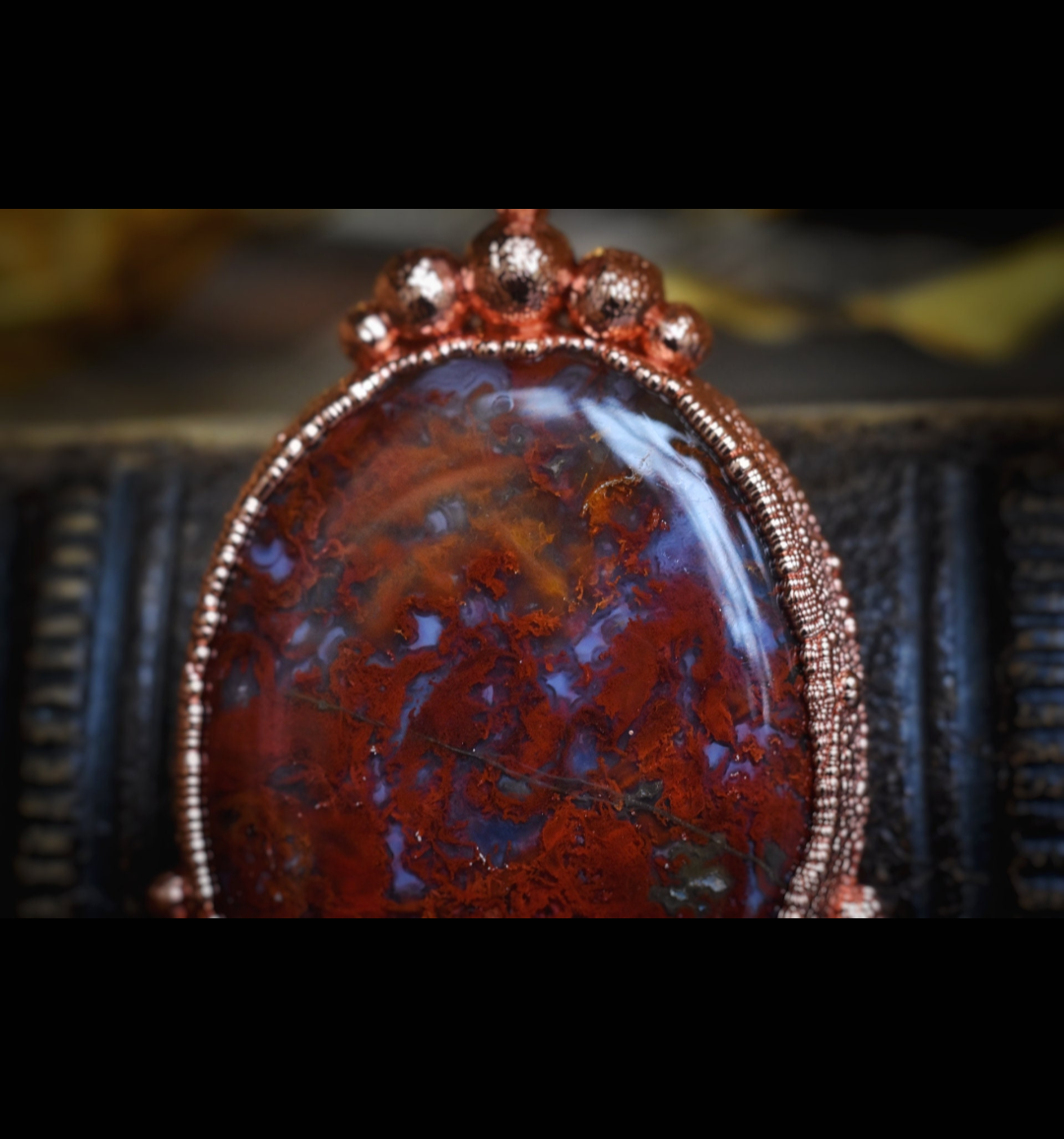 Garden agate jewelry, fairycore necklace, elven inspired jewelry, electroformed necklace, three stone necklace