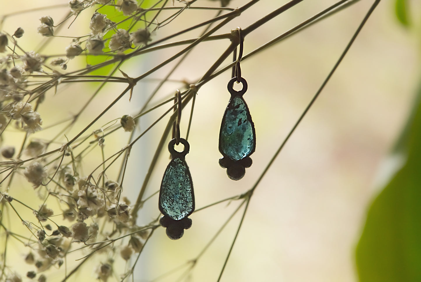 Mossy kyanite earrings