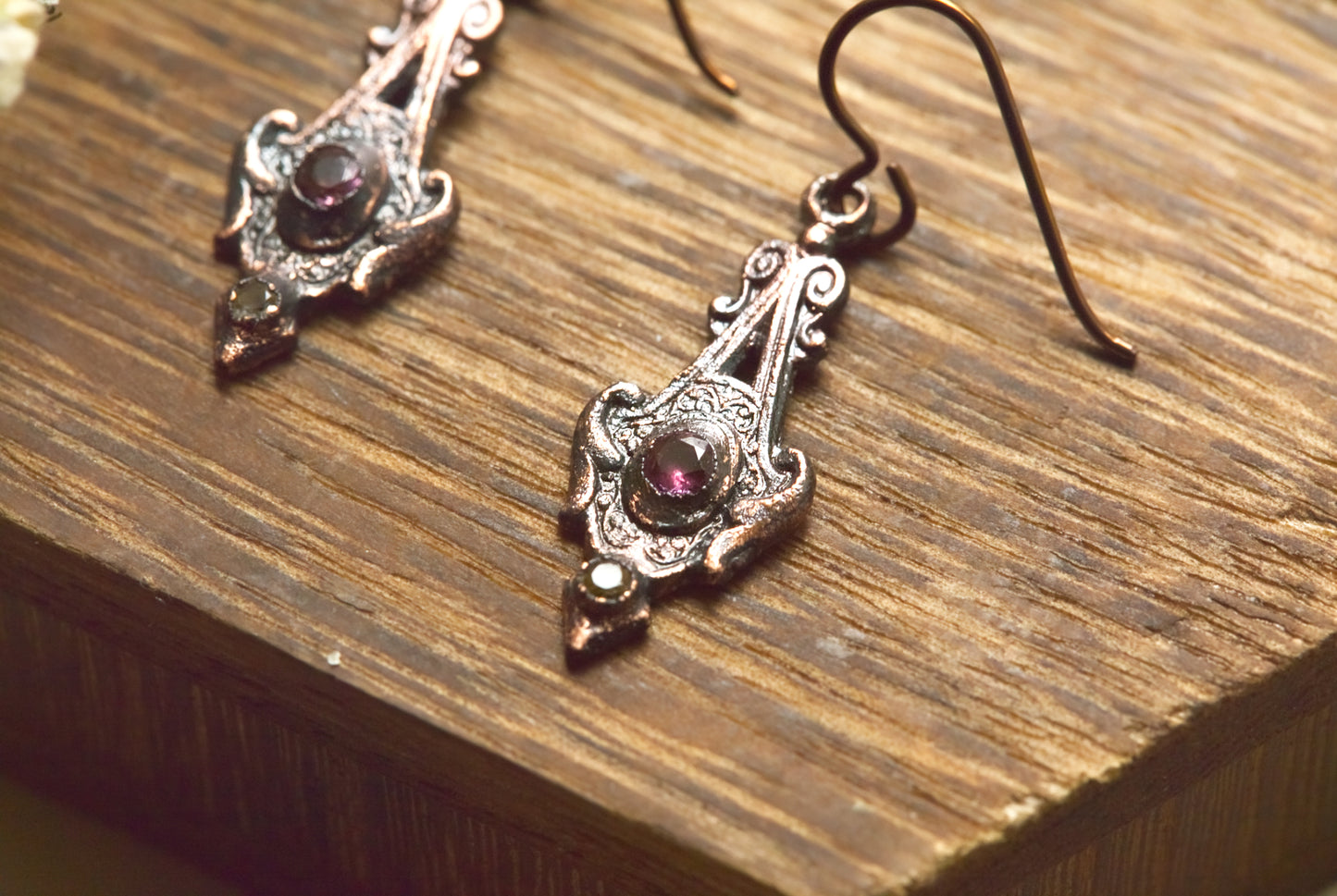 Ruby and aquamarine earrings