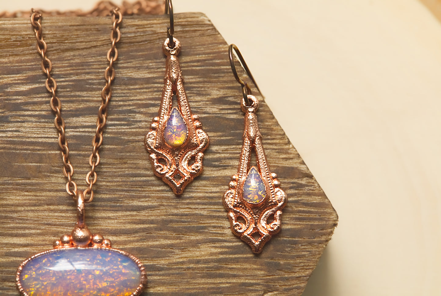 Mexican fire opal set