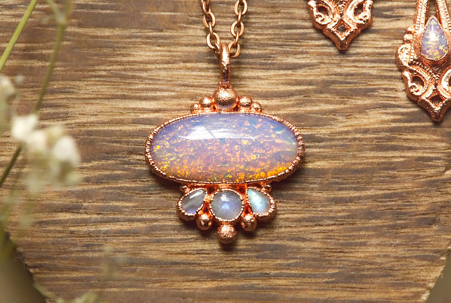 Mexican fire opal set