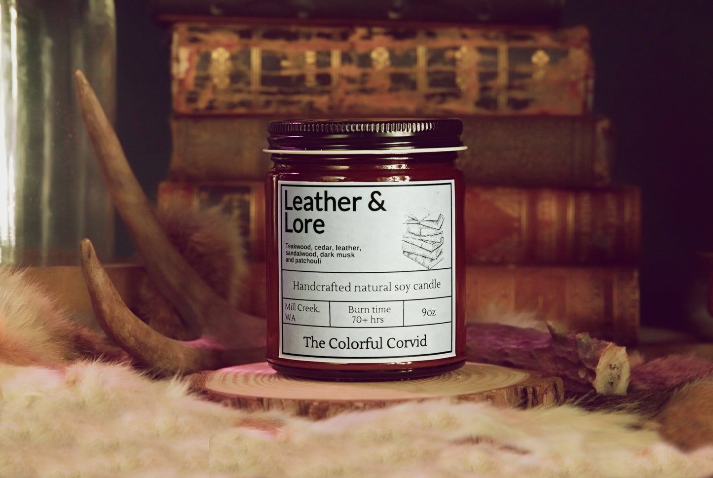 Leather and Lore soy candle
