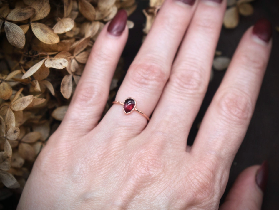 Dainty garnet ring