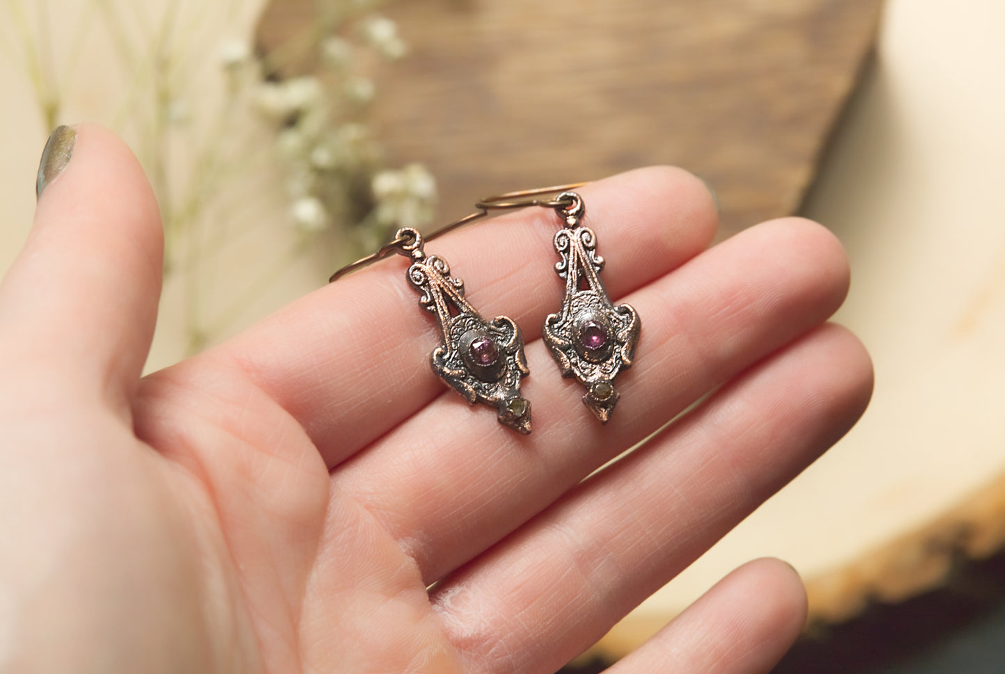 Ruby and aquamarine earrings