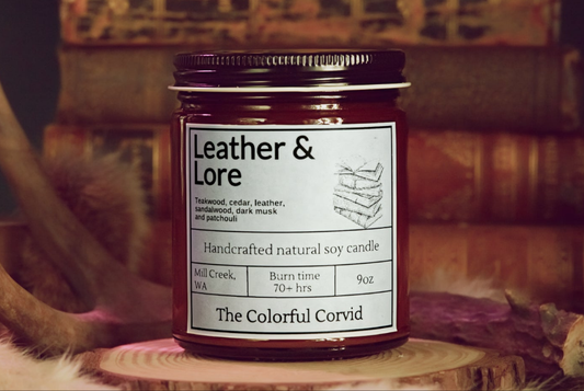 Leather and Lore soy candle