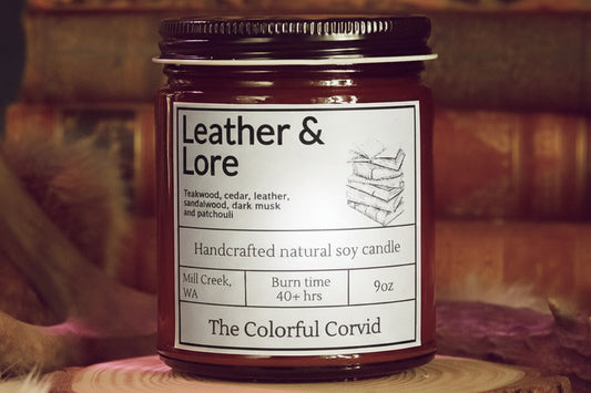 Leather and Lore soy candle