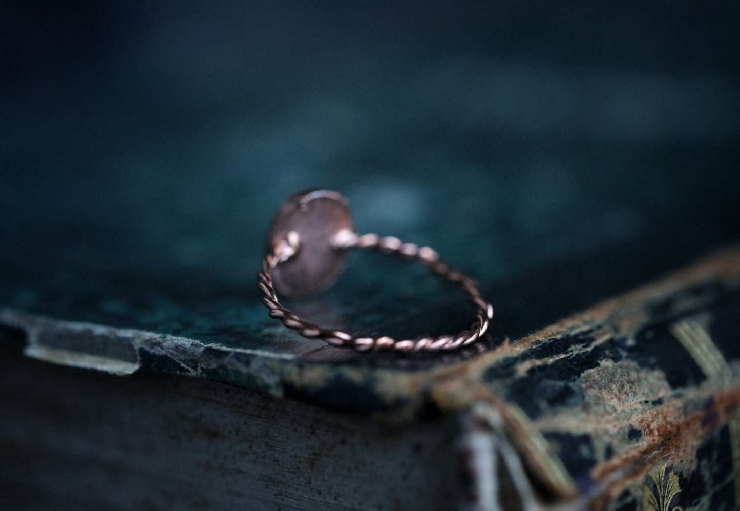 Jade in copper ring// size 7 1/4 U.S