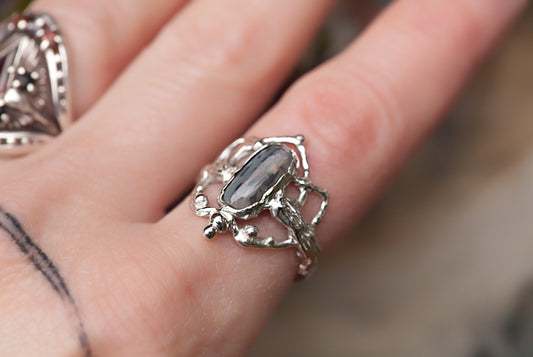 Pipe opal in sterling silver ring, size 7.5 u.s