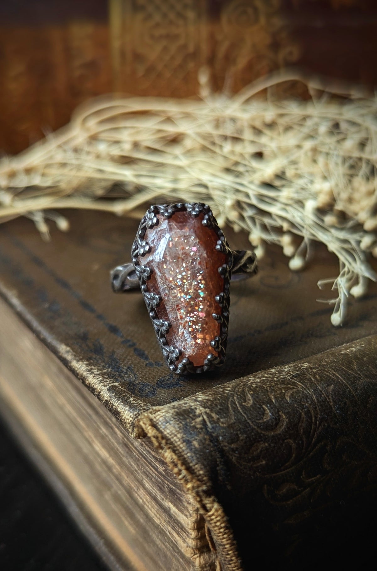 Sunstone coffin ring size 5.5