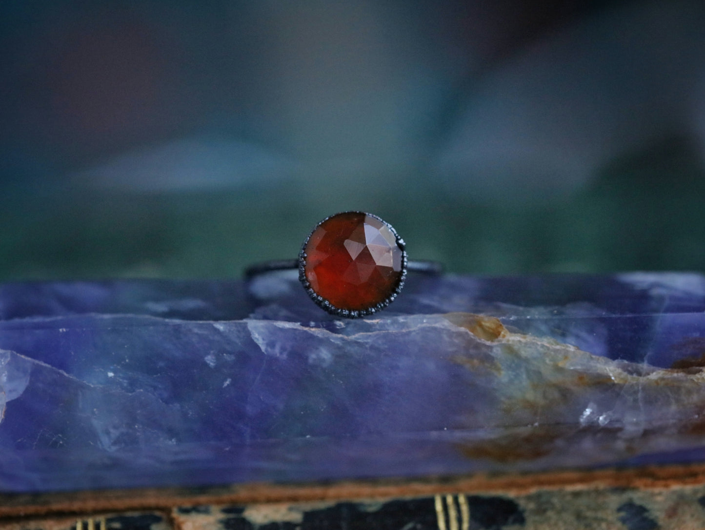 Hessonite garnet ring// size 8 U.S