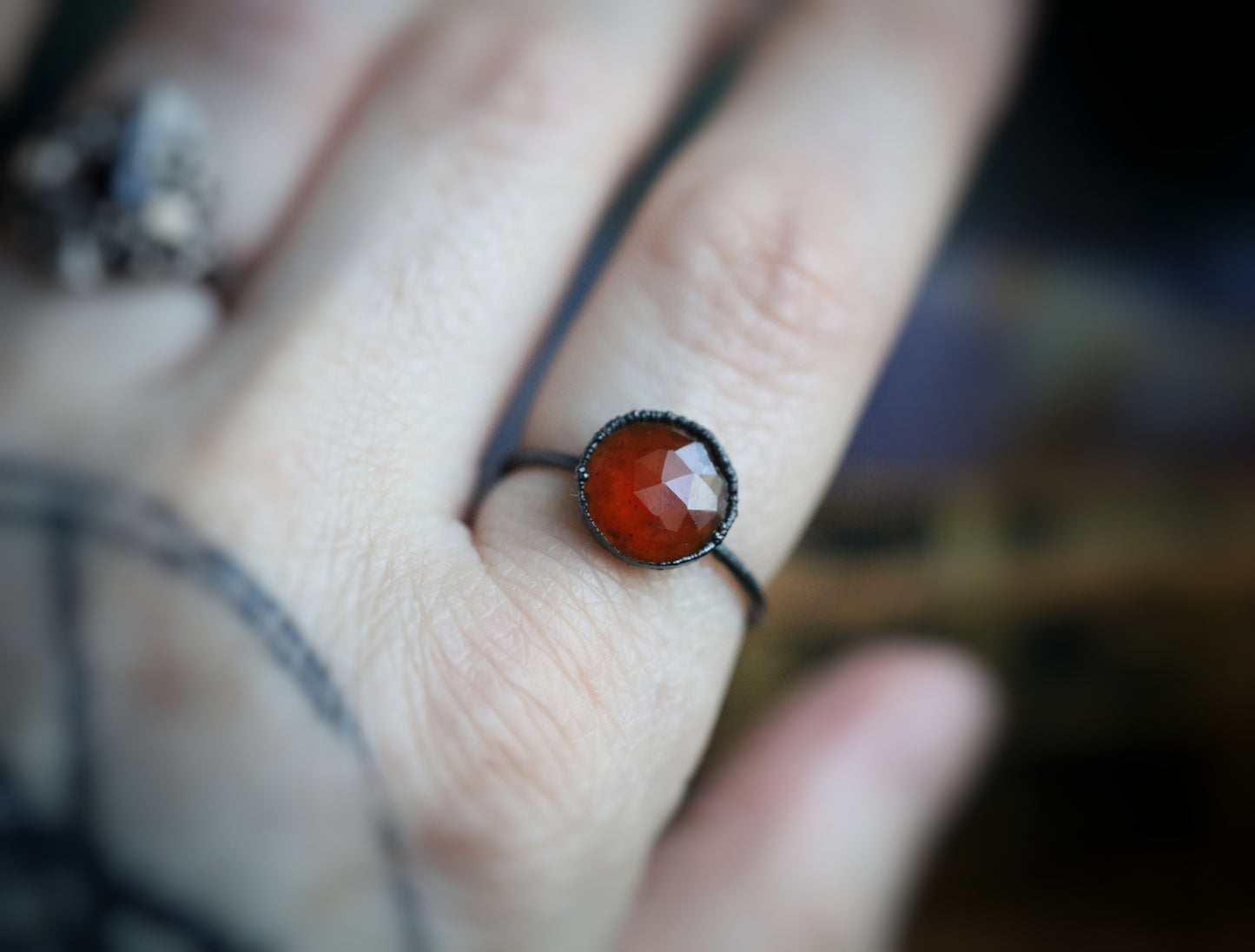 Hessonite garnet ring// size 8 U.S
