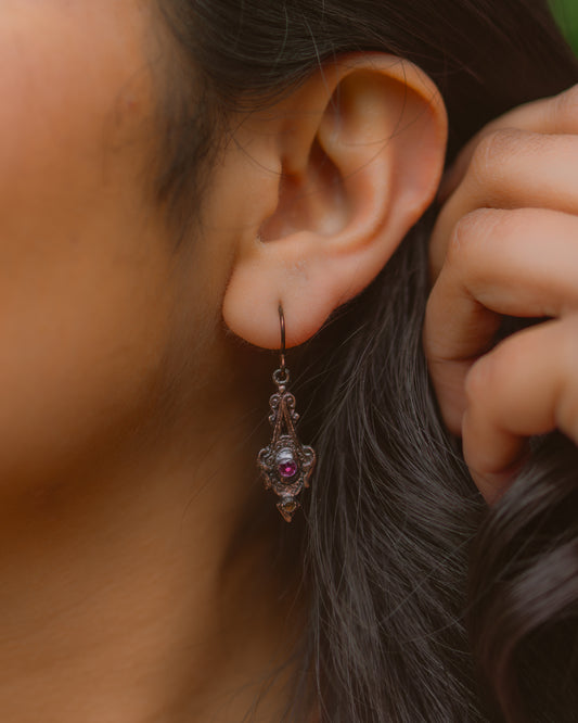 Ruby and aquamarine earrings
