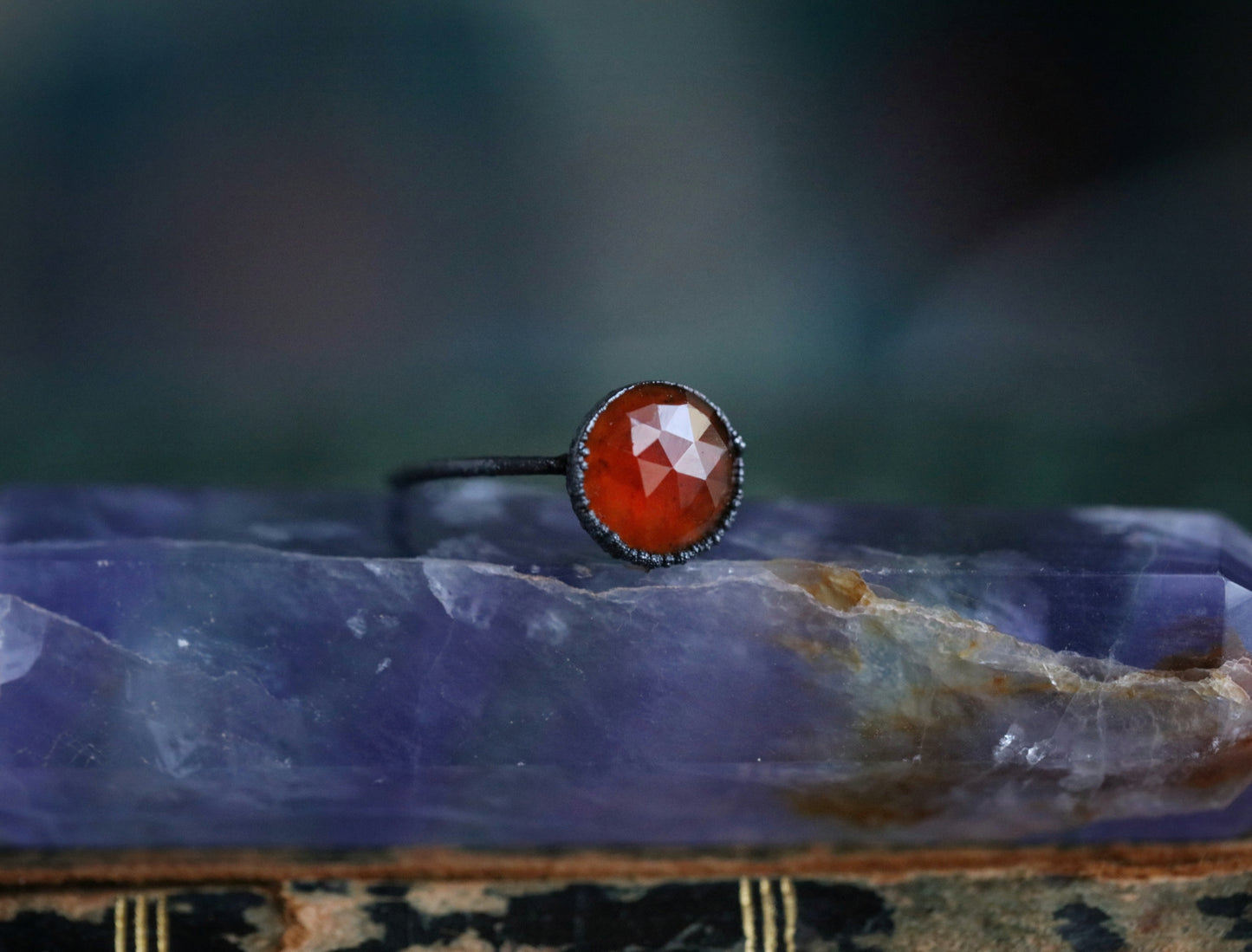 Hessonite garnet ring// size 8 U.S