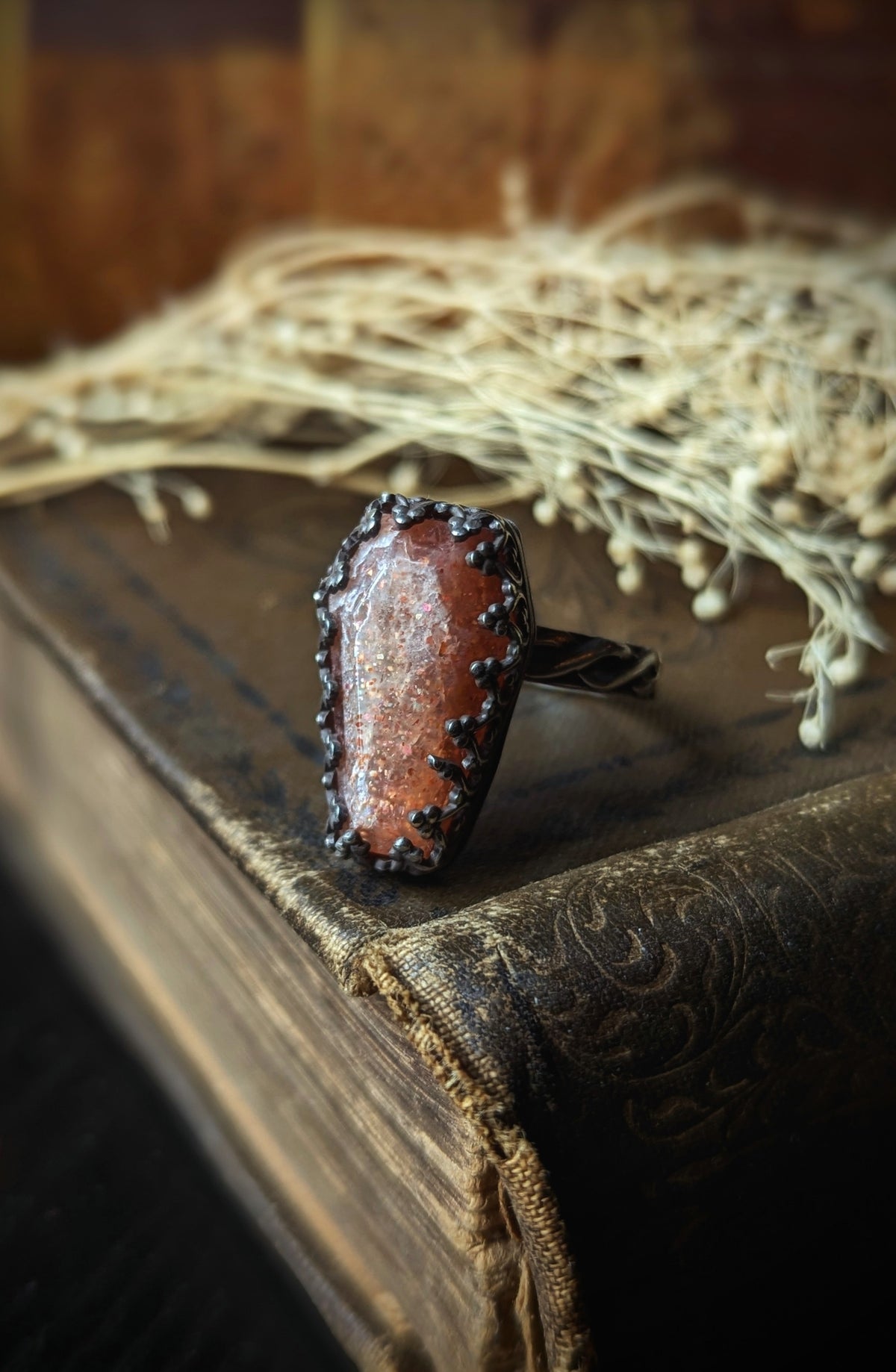 Sunstone coffin ring size 5.5
